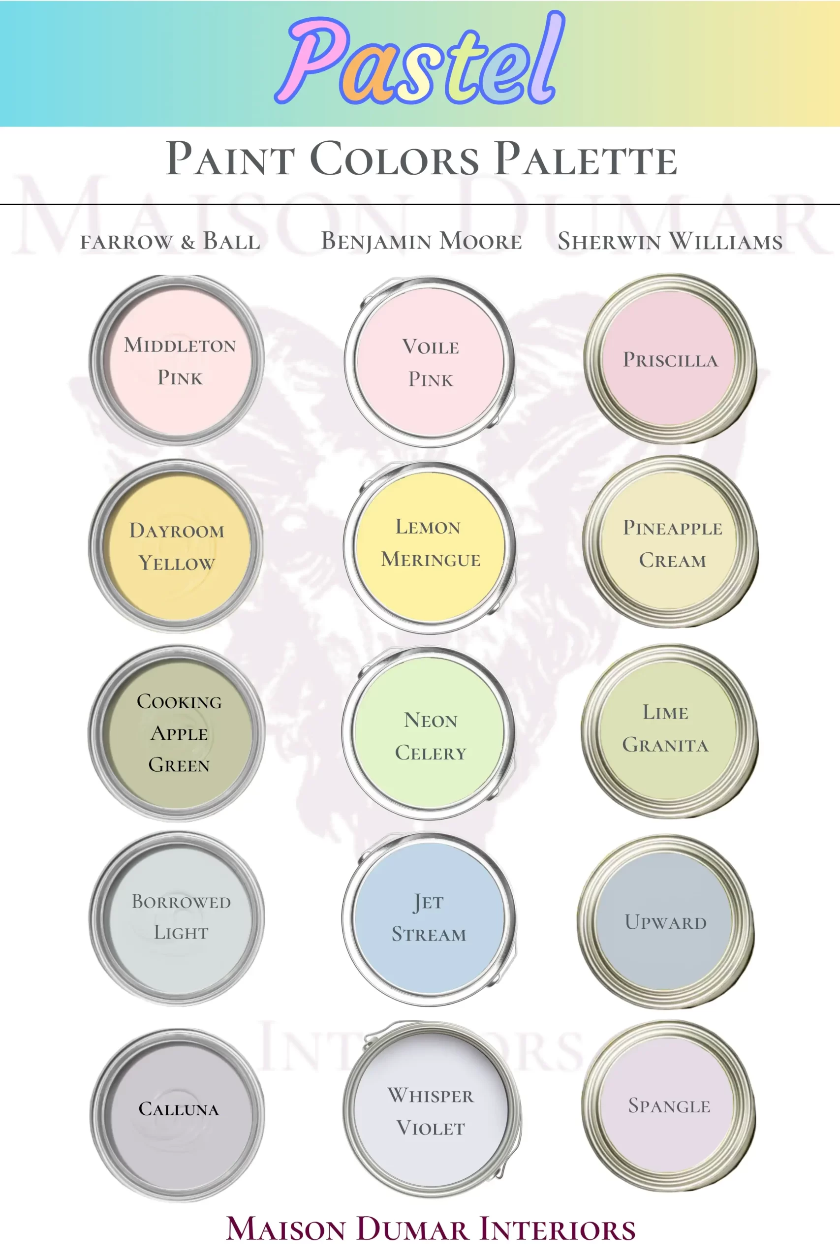 Pale and Pastel Paint Color Palette