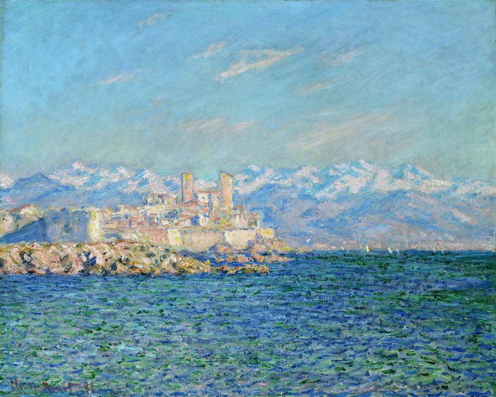 A painting by Monet of Antibes in the afternoon. 