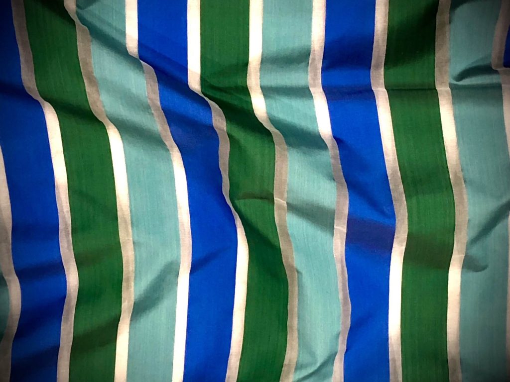 A silk fabric with blue and green stripes, Seattle.