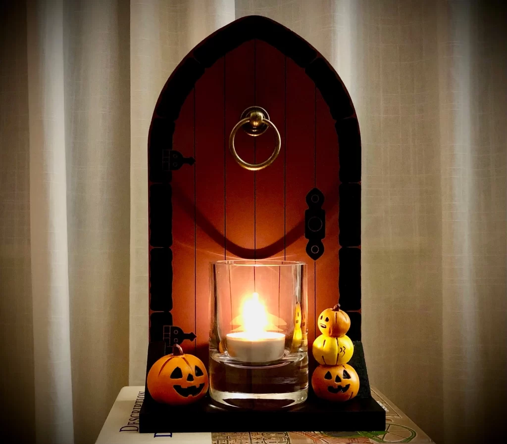 Halloween decorative display with tealight.