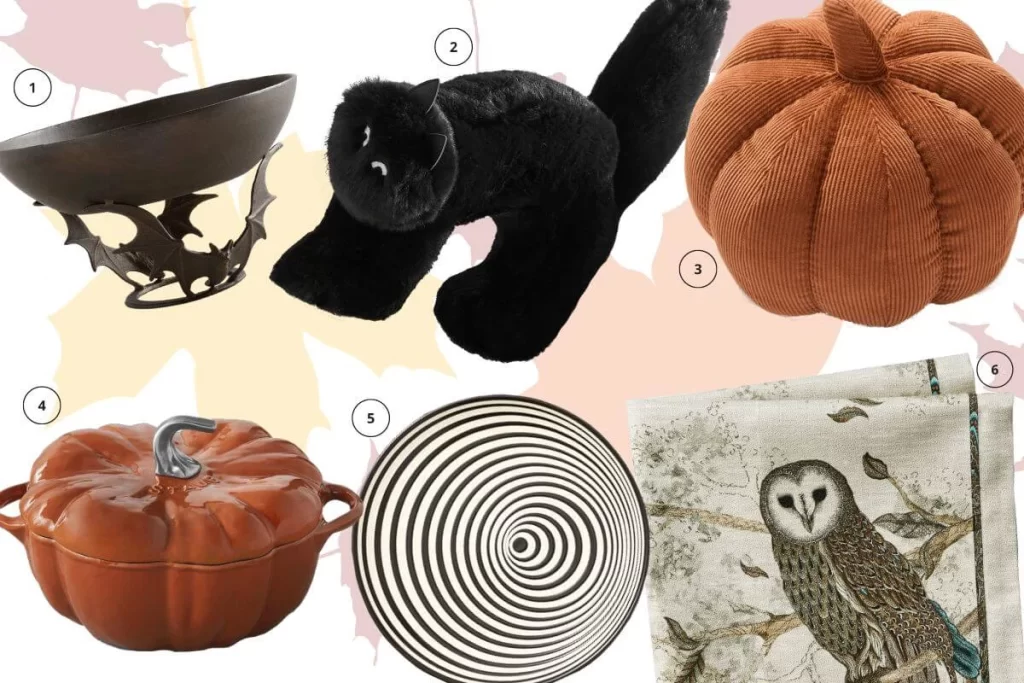 Williams-Sonoma, West Elm, and Pottery Barn Halloween selected decor. 