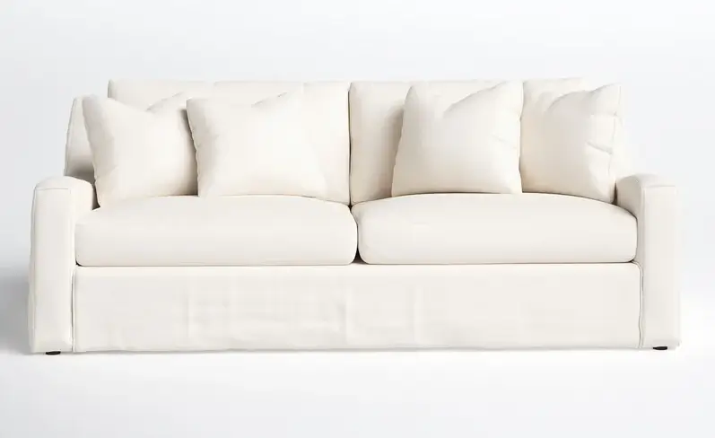 Sofa upholstered in white cotton. 