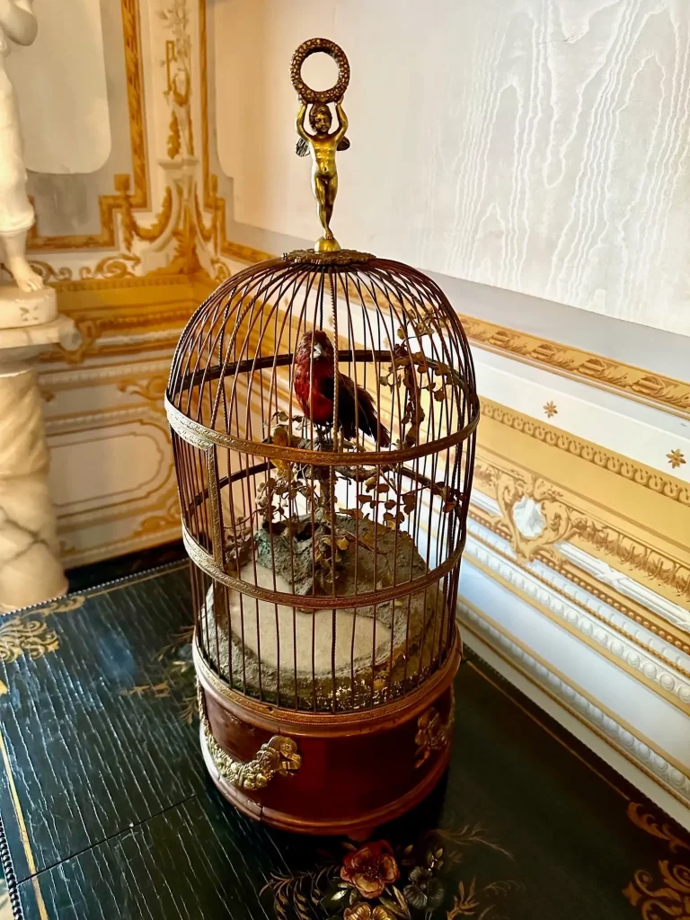 Bird cage automaton at the Gallier House in New Orleans. 
