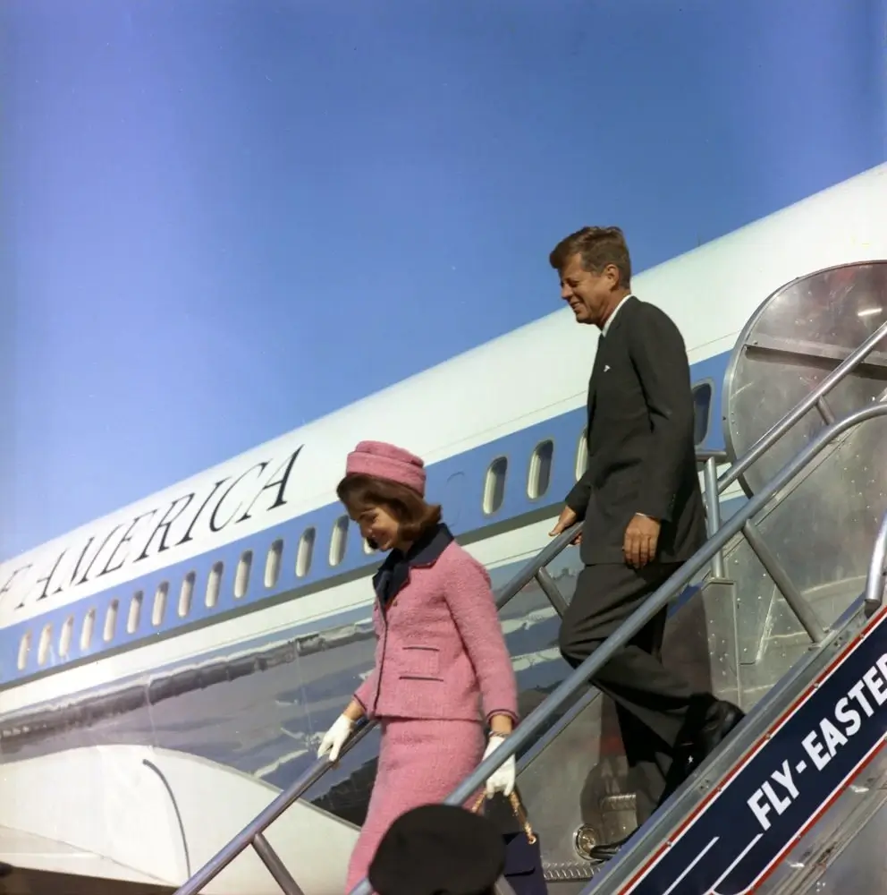 JFK and Jackie arrive in Dallas, November 1963.