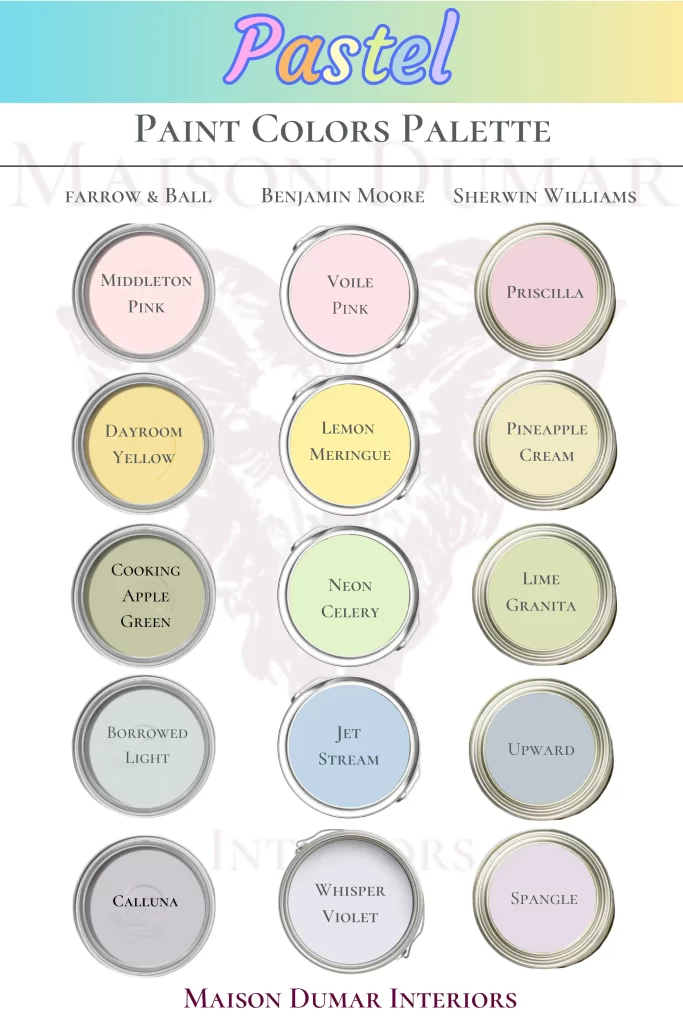 Interior Pastel Paint Colors Palette: Farrow & Ball Middleton Pink, Benjamin Moore, Sherwin Williams