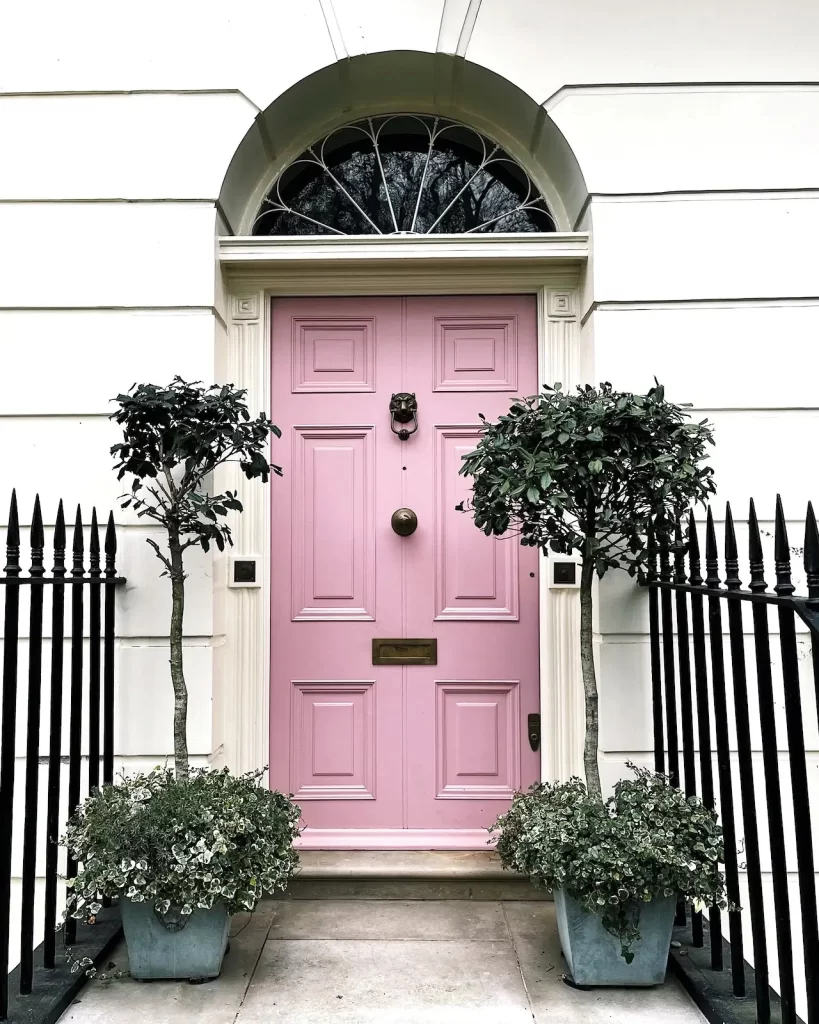 Georgian style door painted pink.