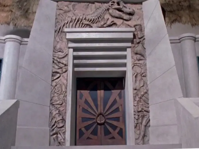 The final design of the Jurassic Park Visitor Center entrance. 