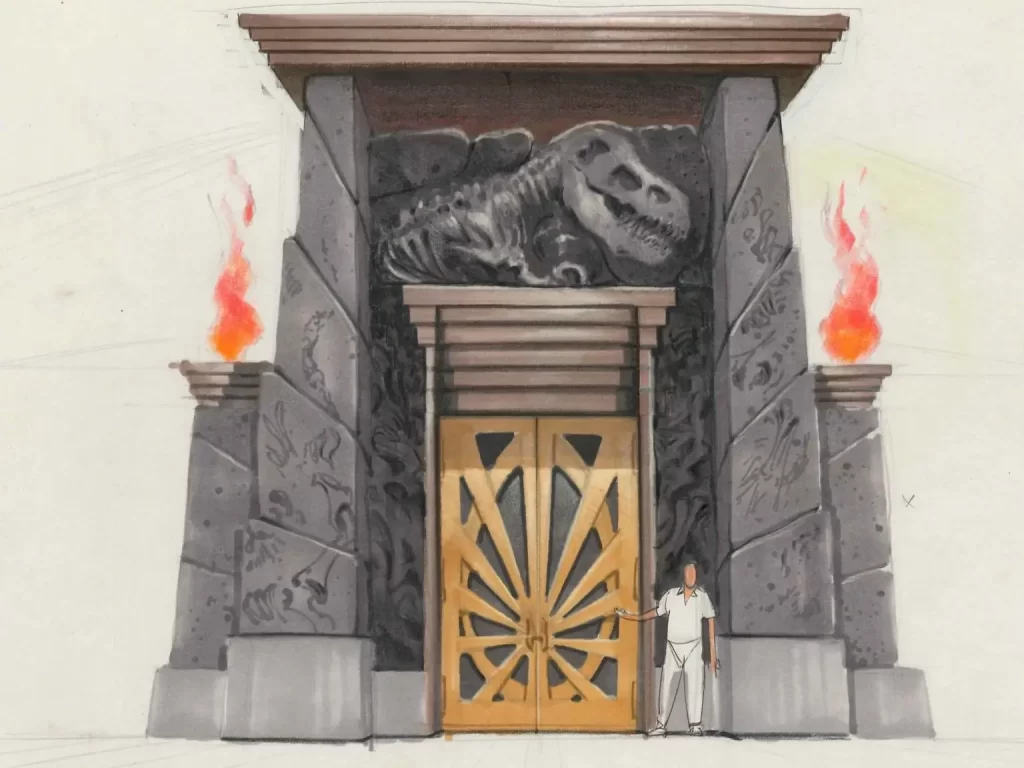 John Bell's design of the Jurassic Park Visitor Center doors. 