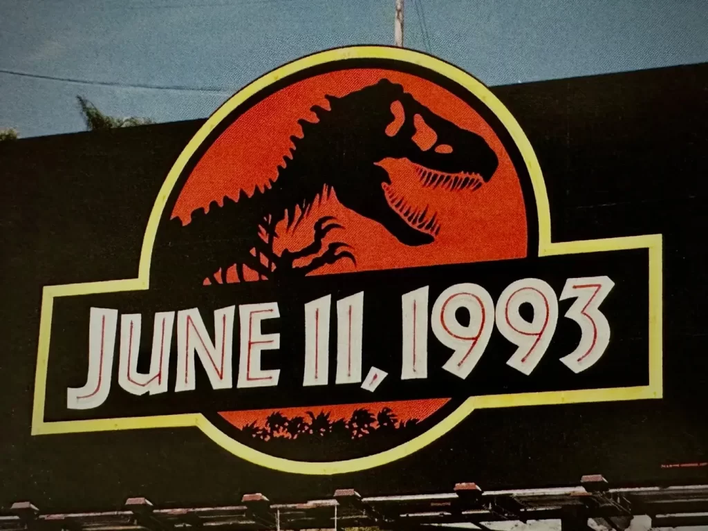 Billboard advertising the Jurassic Park film on Sunset Boulevard in Los Angeles, CA 1993.
