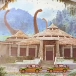 Rendering of the Jurassic Park Visitor Center from the Jurassic Park: Danger boardgame.