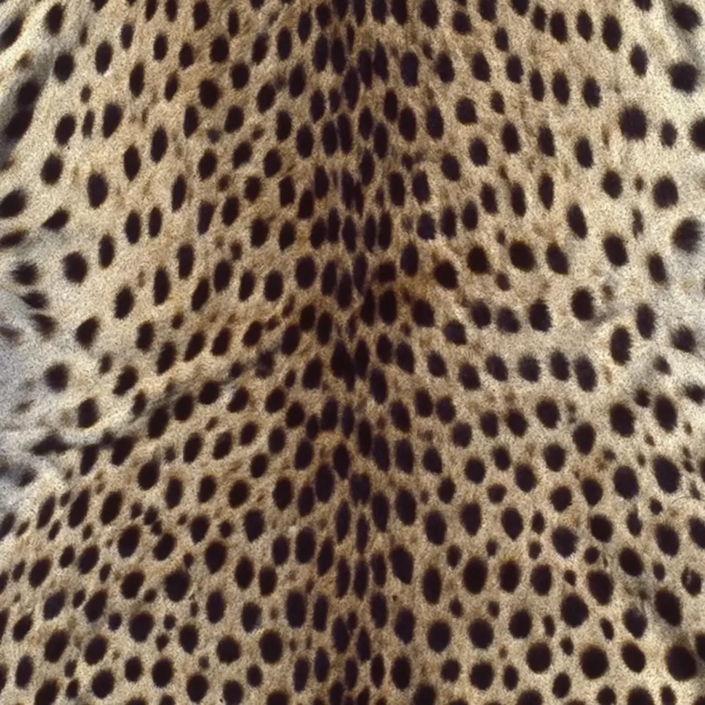A cheetah's spots on their fur coat.