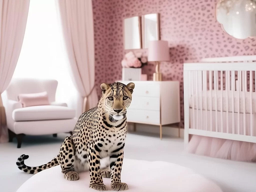 Pink Panther - pink leopard print baby nursery interior design
