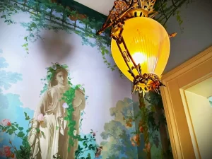 Scenic Wallpaper in a foyer of the Gallier House in New Orleans