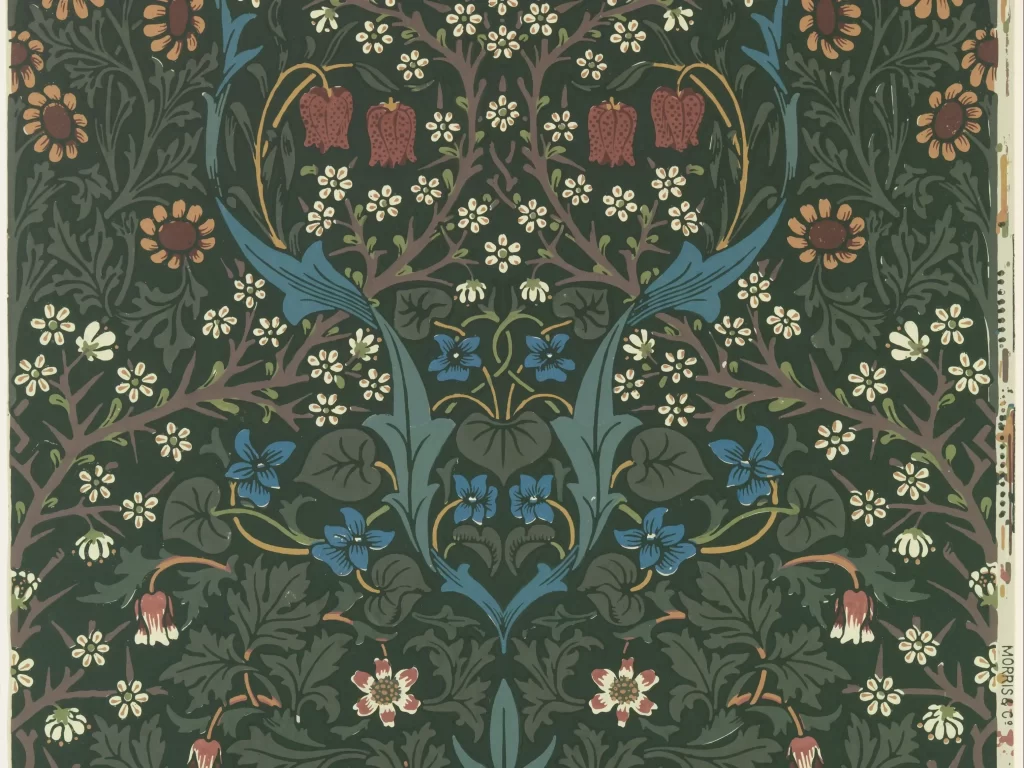 William Morris "Blackthorn" Block Printed Wallpaper Sample