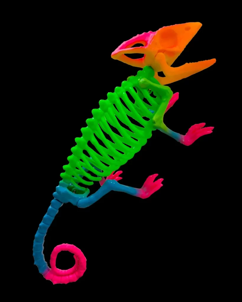 Neon Rainbow Chameleon Skeleton Halloween